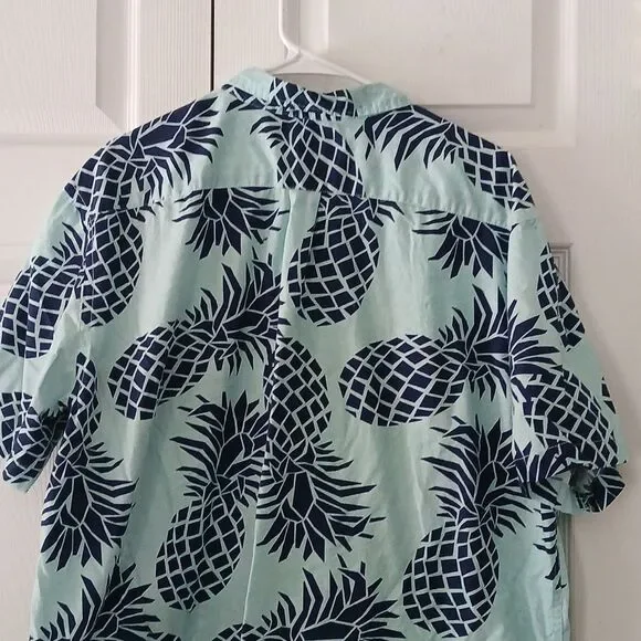Old Navy Classic slim fit pineapple print button down causal shirt Sz XXL - Picture 7 of 7